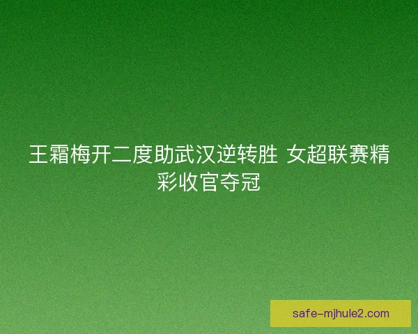 王霜梅开二度助武汉逆转胜 女超联赛精彩收官夺冠